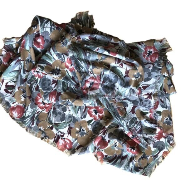Vintage Ray Strauss Floral Oversized Shawl Scarf 57 Inch Square USA Made - Picture 3 of 3